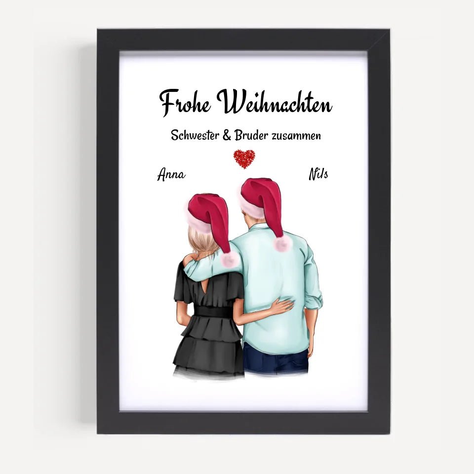 Bruder Schwester Poster Geschenk Weihnachten - Cantty