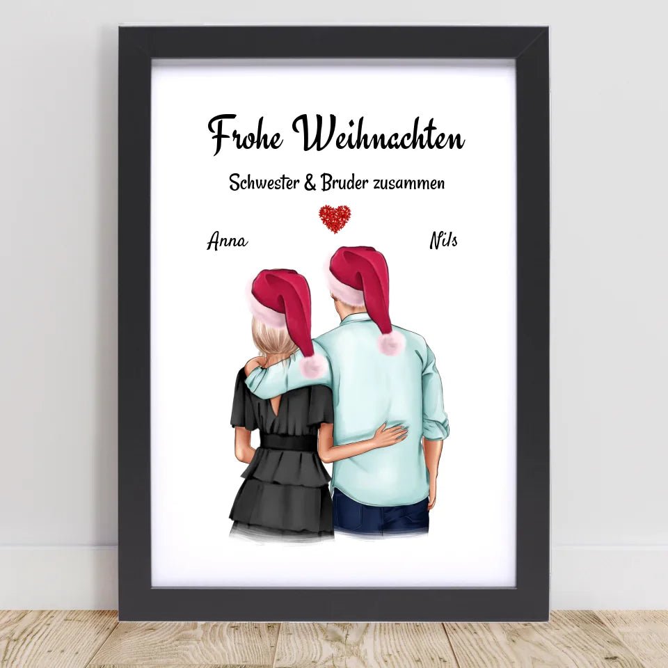 Bruder Schwester Poster Geschenk Weihnachten - Cantty