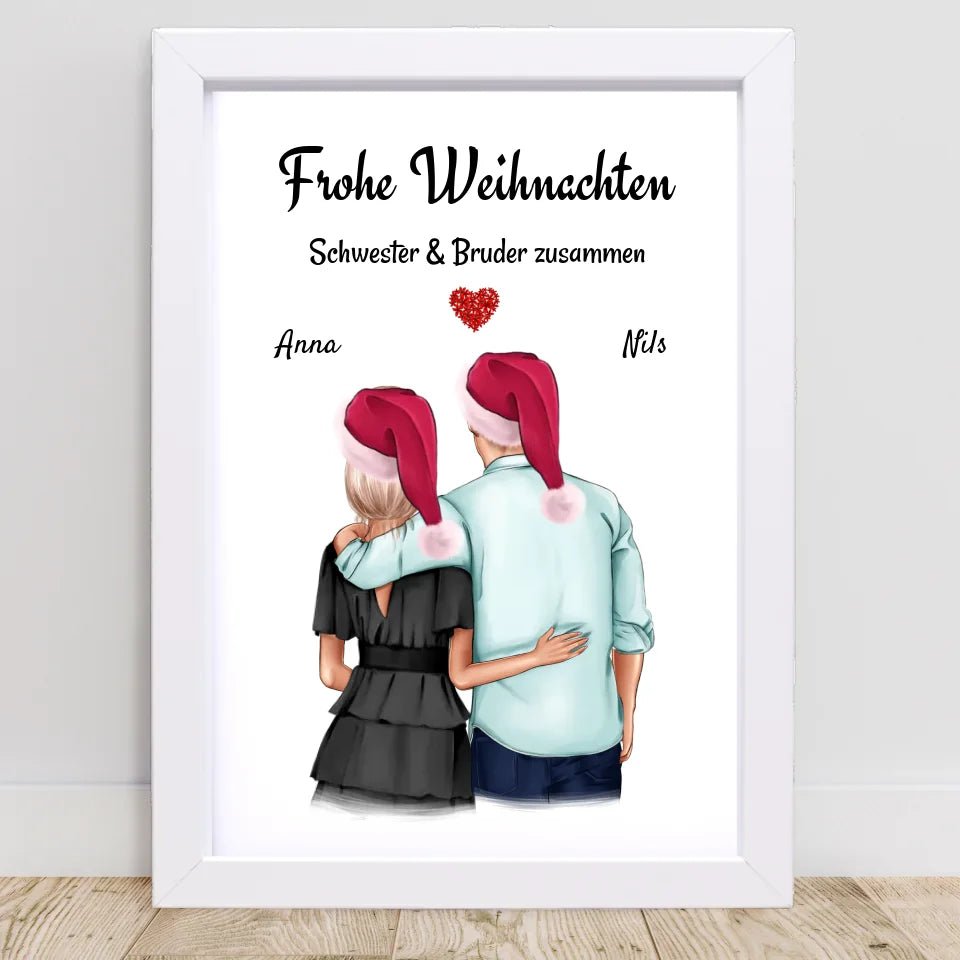 Bruder Schwester Poster Geschenk Weihnachten - Cantty
