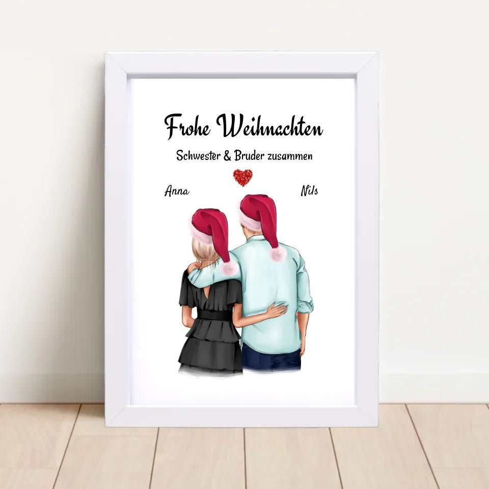 Bruder Schwester Poster Geschenk Weihnachten - Cantty