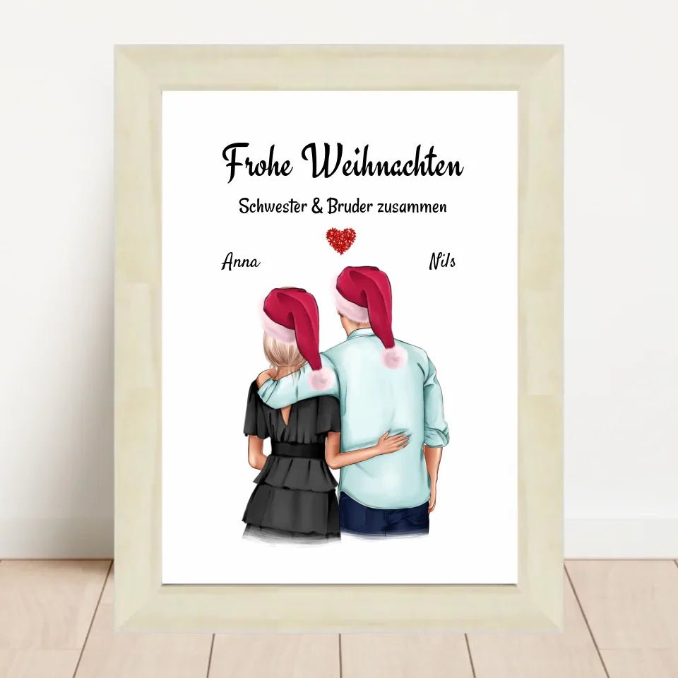 Bruder Schwester Poster Geschenk Weihnachten - Cantty