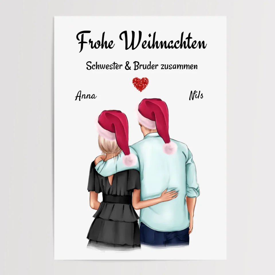 Bruder Schwester Poster Geschenk Weihnachten - Cantty