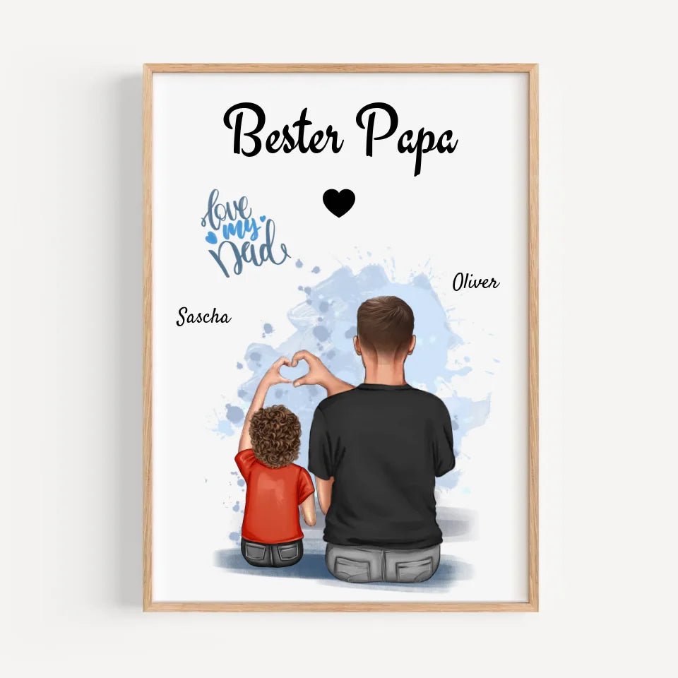 Papa Sohn Poster Geschenk mit Namen personalisiert - Cantty