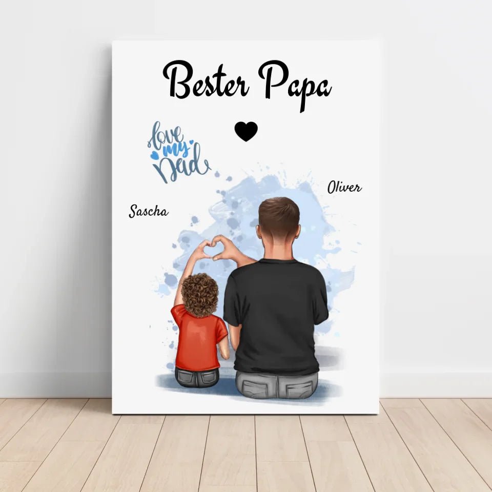 Papa Sohn Poster Geschenk mit Namen personalisiert - Cantty