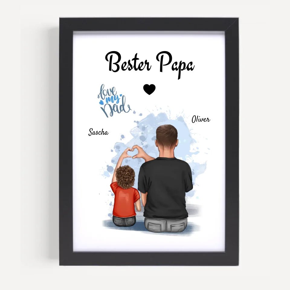 Papa Sohn Poster Geschenk mit Namen personalisiert - Cantty