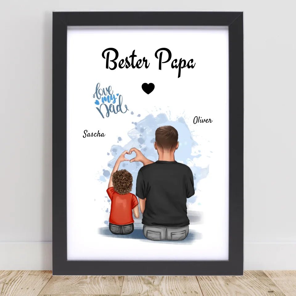 Papa Sohn Poster Geschenk mit Namen personalisiert - Cantty