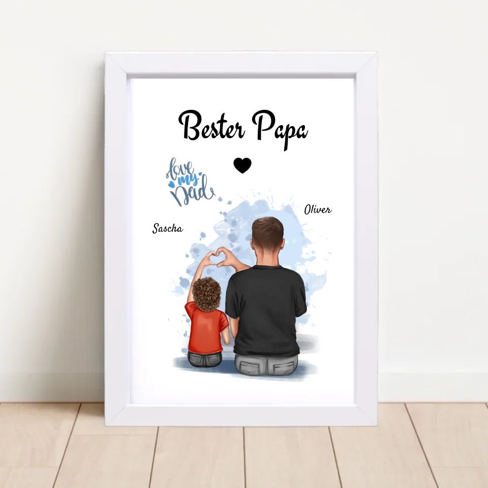 Papa Sohn Poster Geschenk mit Namen personalisiert - Cantty