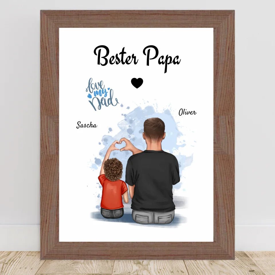 Papa Sohn Poster Geschenk mit Namen personalisiert - Cantty