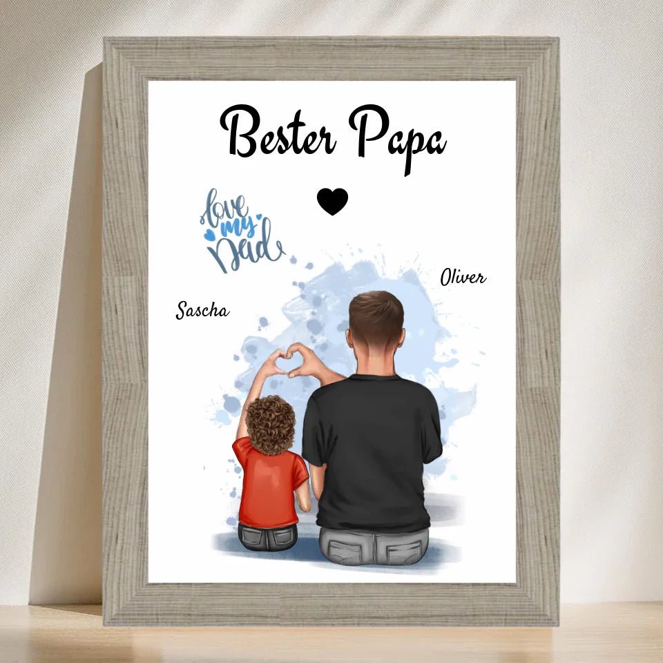 Papa Sohn Poster Geschenk mit Namen personalisiert - Cantty
