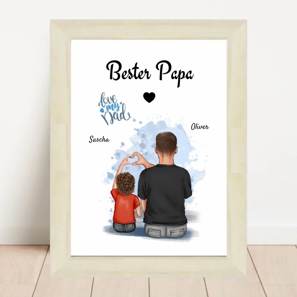 Papa Sohn Poster Geschenk mit Namen personalisiert - Cantty