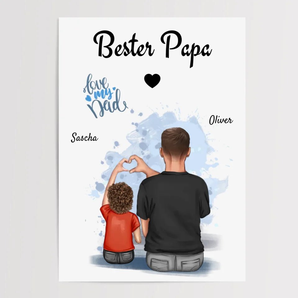 Papa Sohn Poster Geschenk mit Namen personalisiert - Cantty