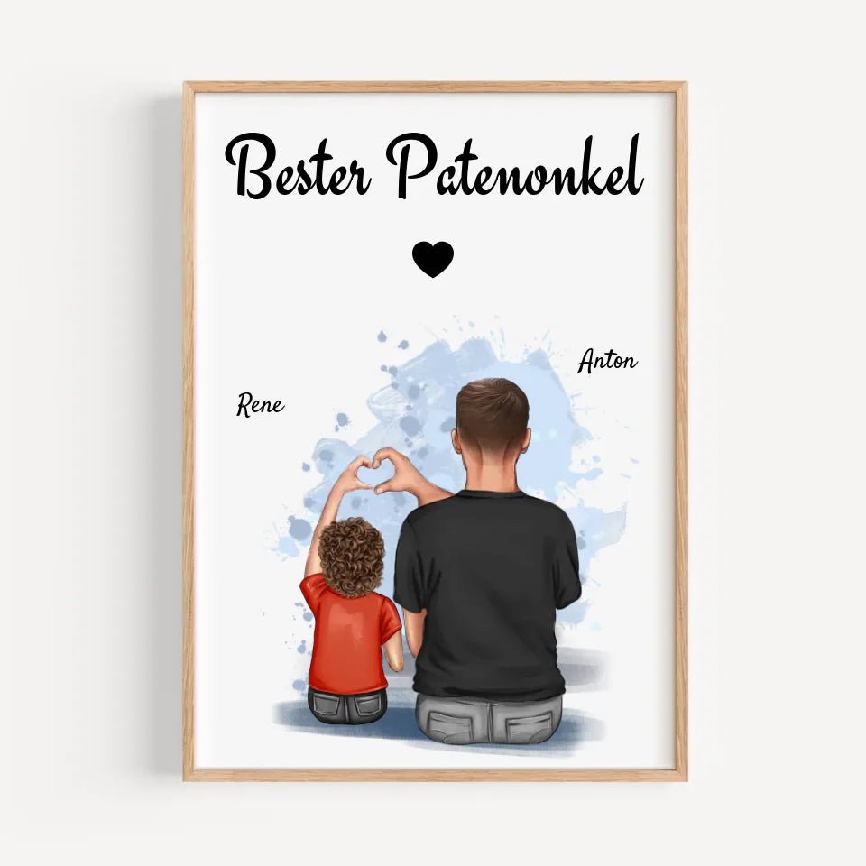 Geschenk Poster für Patenonkel von Patenkind Junge personalisiert - Cantty