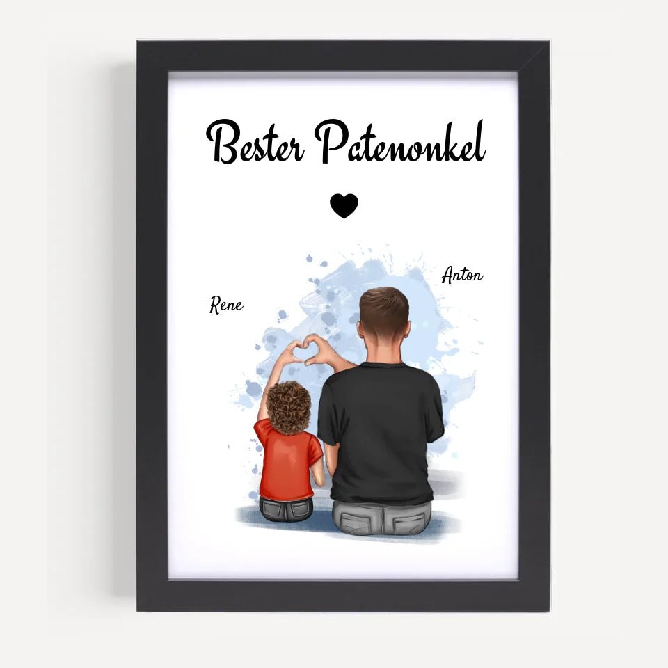 Geschenk Poster für Patenonkel von Patenkind Junge personalisiert - Cantty