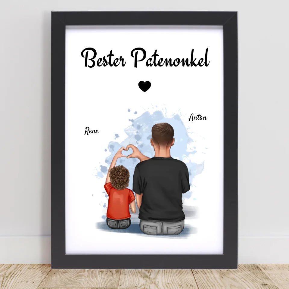 Geschenk Poster für Patenonkel von Patenkind Junge personalisiert - Cantty
