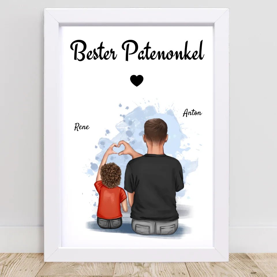 Geschenk Poster für Patenonkel von Patenkind Junge personalisiert - Cantty