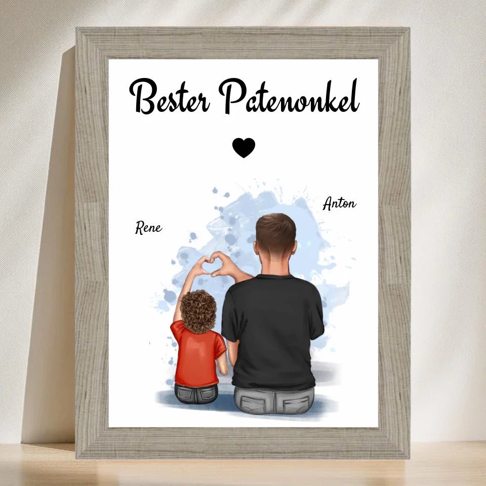 Geschenk Poster für Patenonkel von Patenkind Junge personalisiert - Cantty