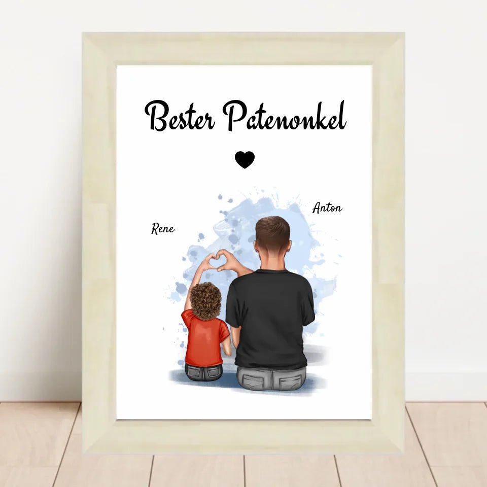 Geschenk Poster für Patenonkel von Patenkind Junge personalisiert - Cantty