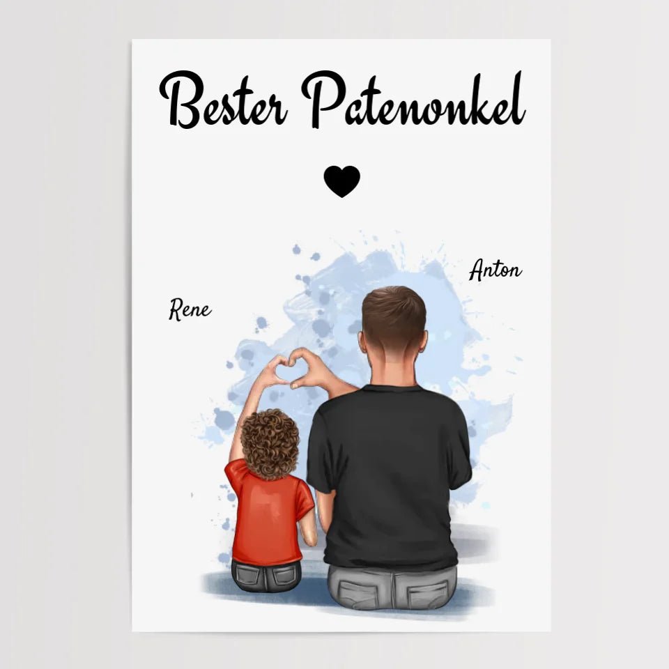 Geschenk Poster für Patenonkel von Patenkind Junge personalisiert - Cantty
