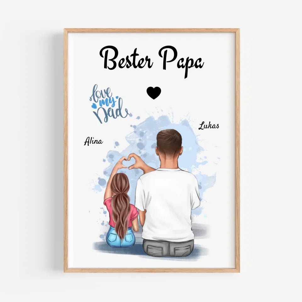 Papa Tochter Poster Geschenk personalisieren - Cantty