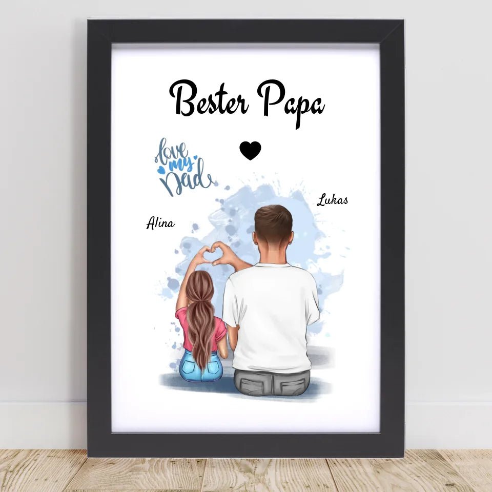 Papa Tochter Poster Geschenk personalisieren - Cantty