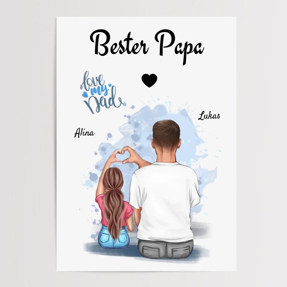 Papa Tochter Poster Geschenk personalisieren - Cantty