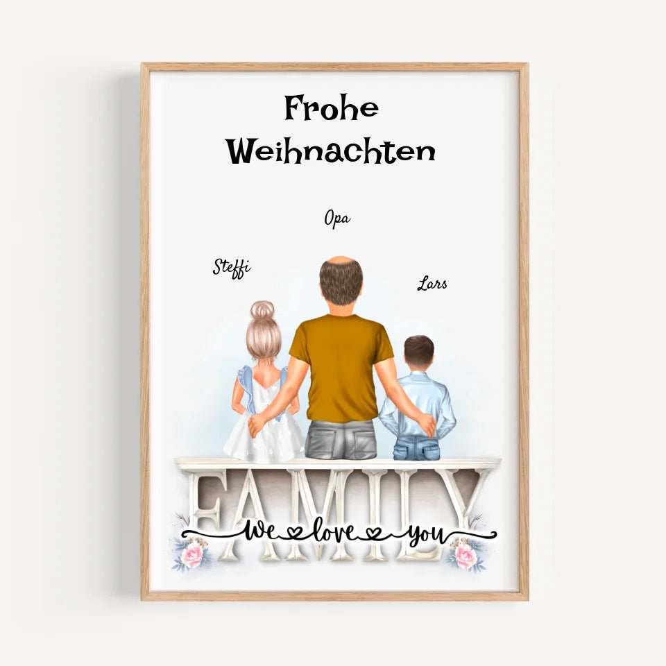 Opa und Enkelkinder Bild Weihnachtsgeschenk personalisiert - Cantty