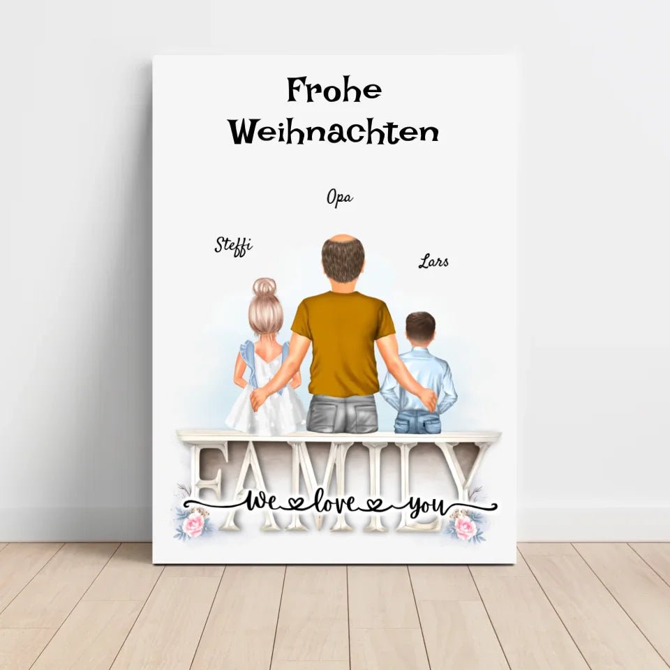 Opa und Enkelkinder Bild Weihnachtsgeschenk personalisiert - Cantty