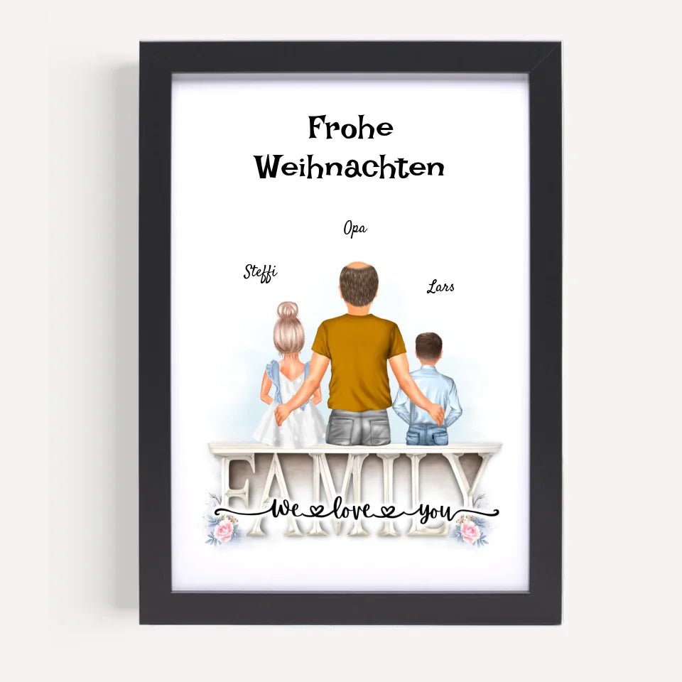 Opa und Enkelkinder Bild Weihnachtsgeschenk personalisiert - Cantty