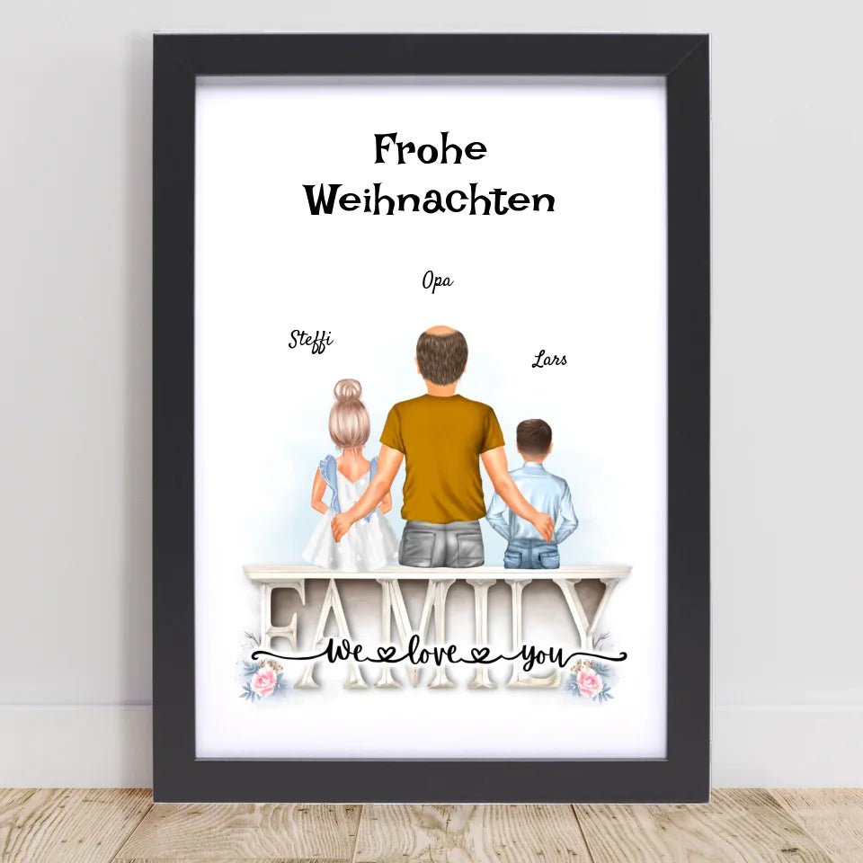 Opa und Enkelkinder Bild Weihnachtsgeschenk personalisiert - Cantty