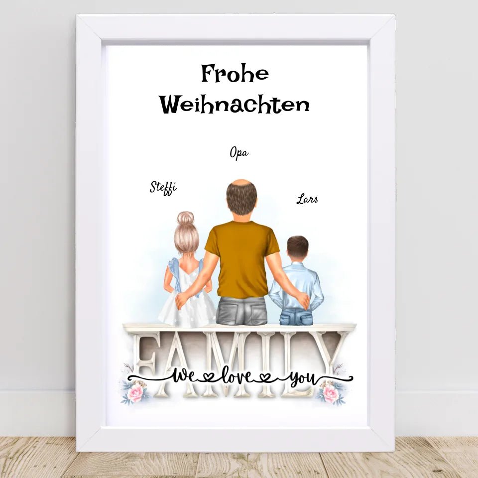 Opa und Enkelkinder Bild Weihnachtsgeschenk personalisiert - Cantty