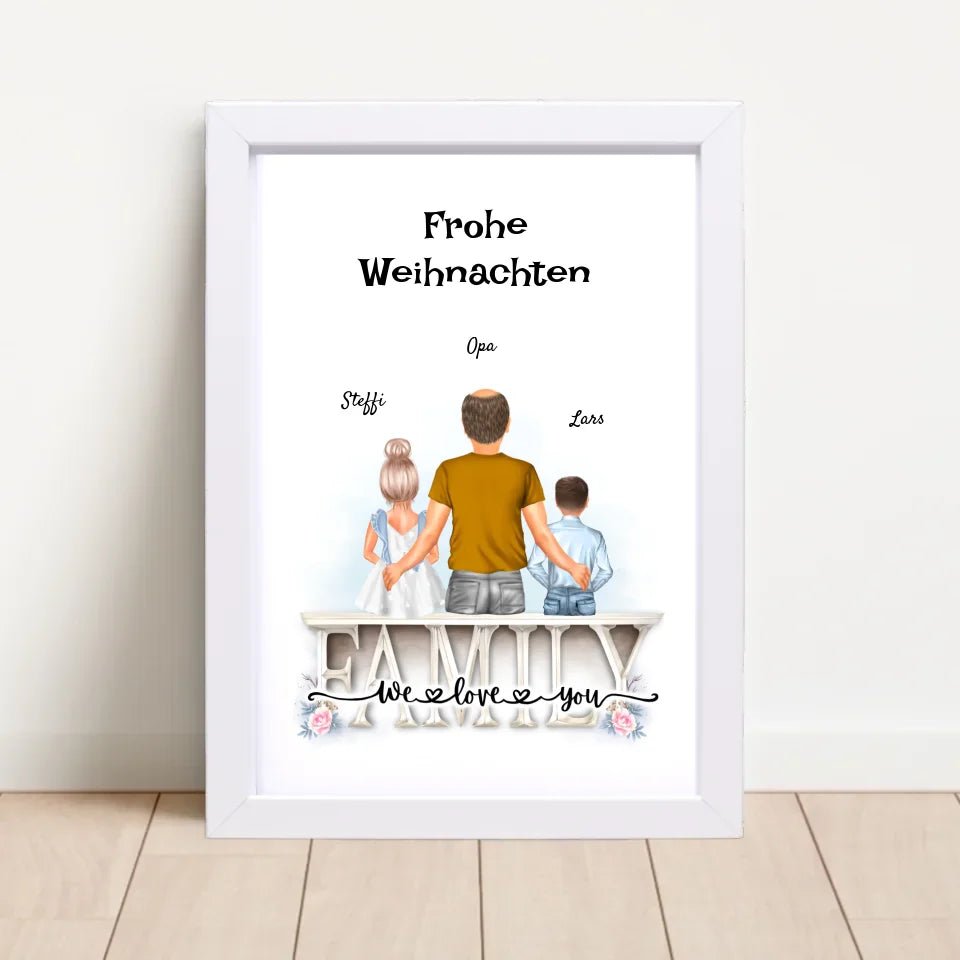 Opa und Enkelkinder Bild Weihnachtsgeschenk personalisiert - Cantty