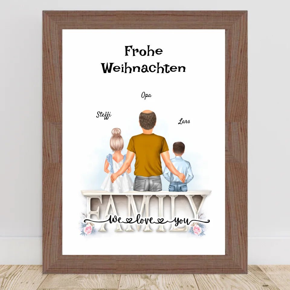 Opa und Enkelkinder Bild Weihnachtsgeschenk personalisiert - Cantty