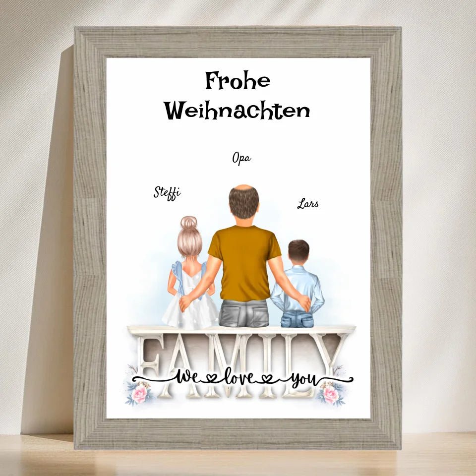 Opa und Enkelkinder Bild Weihnachtsgeschenk personalisiert - Cantty