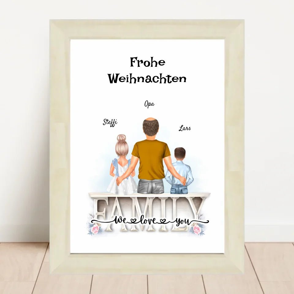 Opa und Enkelkinder Bild Weihnachtsgeschenk personalisiert - Cantty
