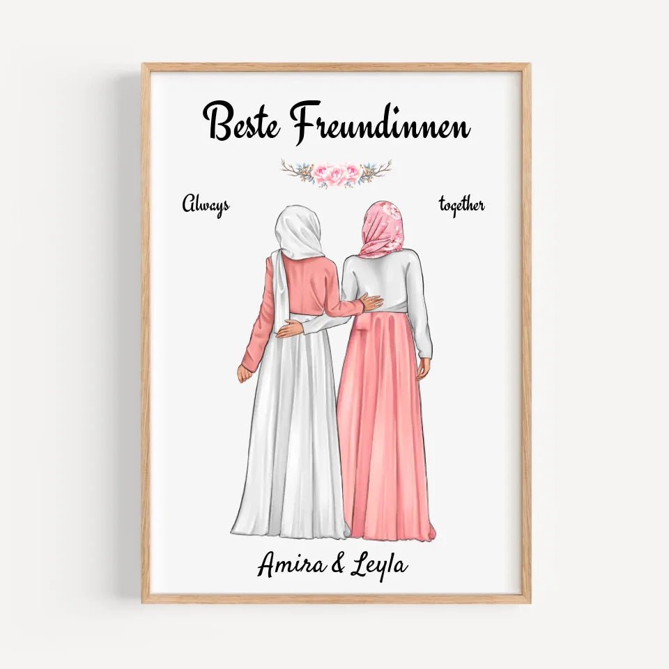 Beste Freundin Bild Geschenk personalisiert mit Kopftuch Burqa Hijab - Cantty