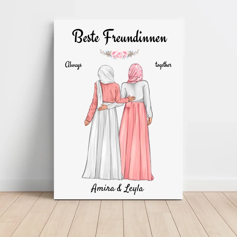 Beste Freundin Bild Geschenk personalisiert mit Kopftuch Burqa Hijab - Cantty