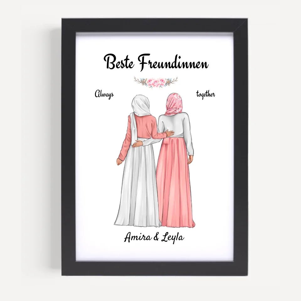 Beste Freundin Bild Geschenk personalisiert mit Kopftuch Burqa Hijab - Cantty