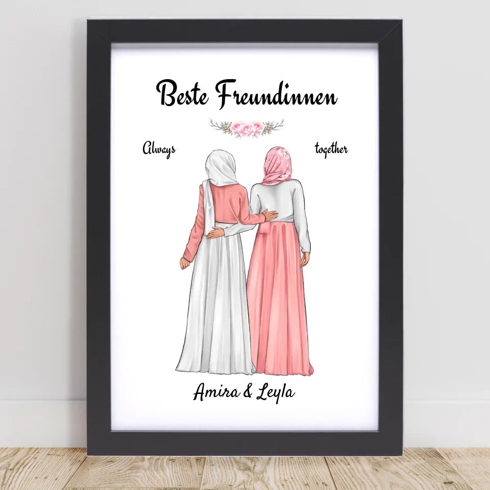 Beste Freundin Bild Geschenk personalisiert mit Kopftuch Burqa Hijab - Cantty