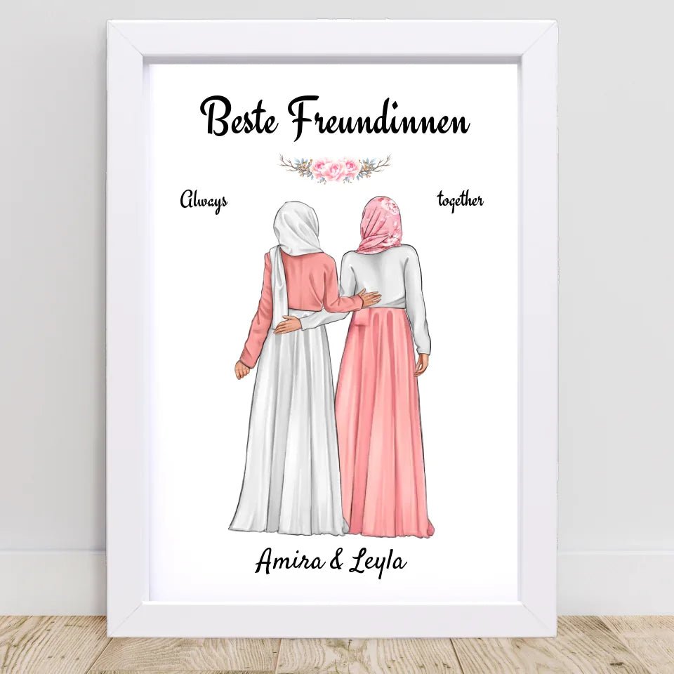 Beste Freundin Bild Geschenk personalisiert mit Kopftuch Burqa Hijab - Cantty