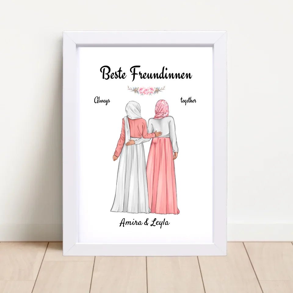 Beste Freundin Bild Geschenk personalisiert mit Kopftuch Burqa Hijab - Cantty