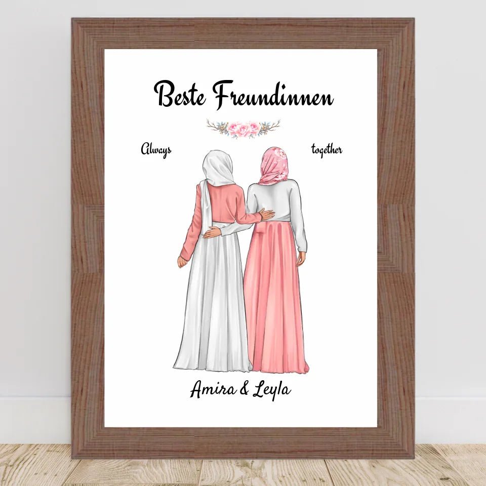 Beste Freundin Bild Geschenk personalisiert mit Kopftuch Burqa Hijab - Cantty