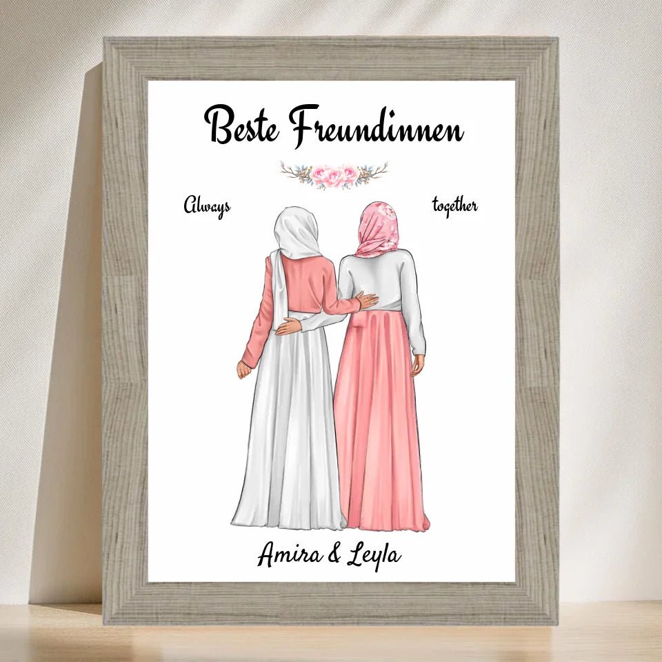 Beste Freundin Bild Geschenk personalisiert mit Kopftuch Burqa Hijab - Cantty