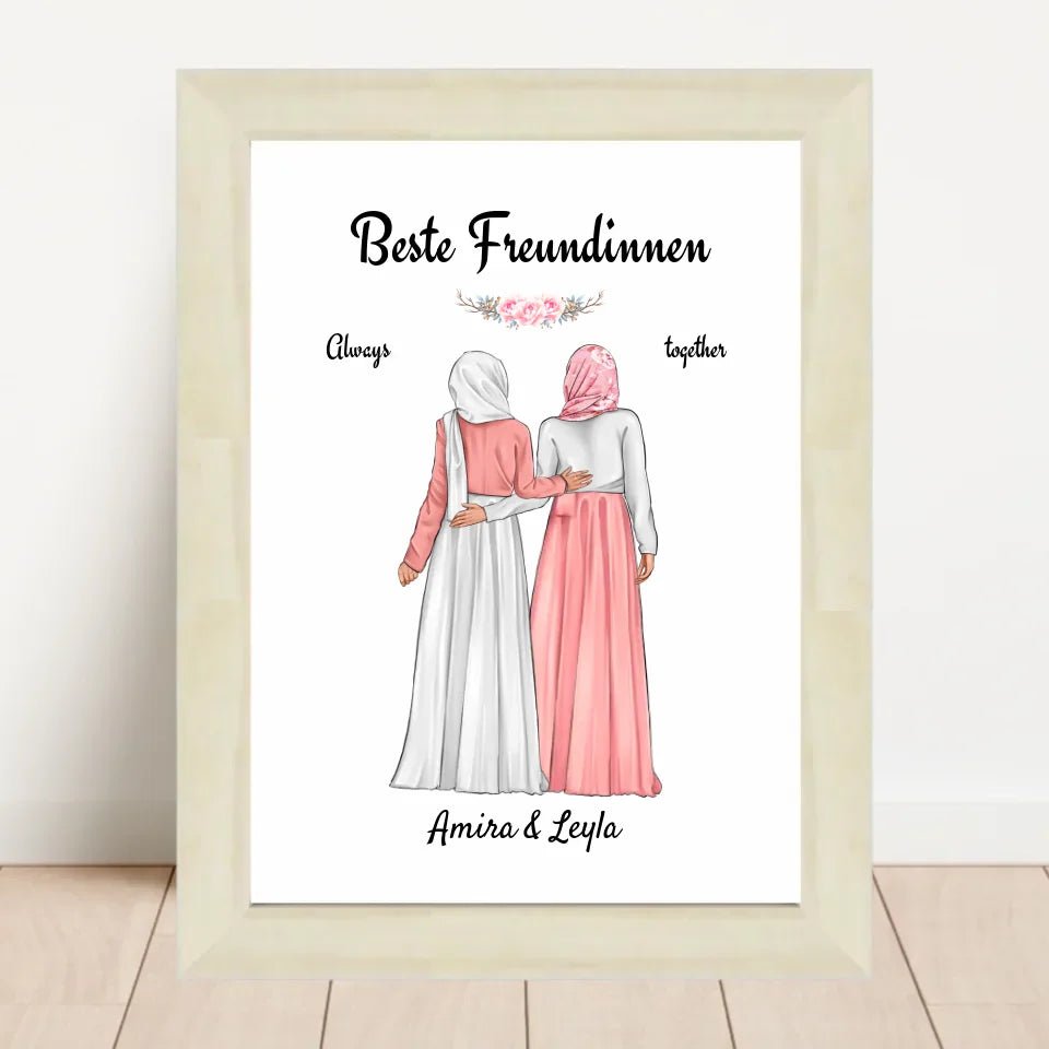 Beste Freundin Bild Geschenk personalisiert mit Kopftuch Burqa Hijab - Cantty