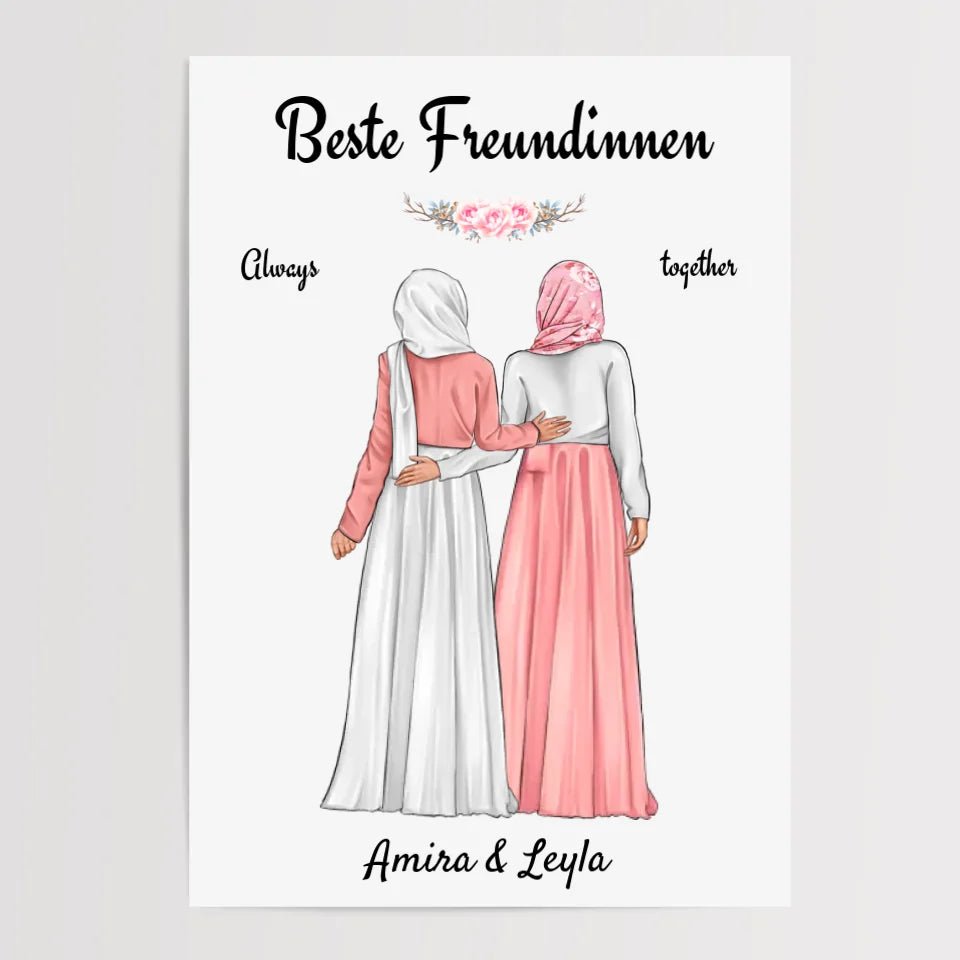 Beste Freundin Bild Geschenk personalisiert mit Kopftuch Burqa Hijab - Cantty