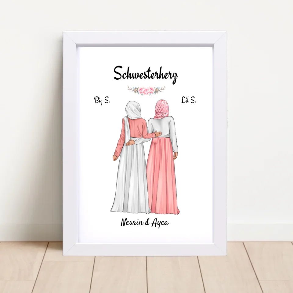 Schwester Bild Geschenk muslimische Kleidung Kopftuch Burqa Hidschäb - Cantty