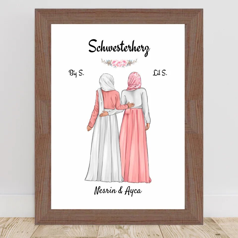 Schwester Bild Geschenk muslimische Kleidung Kopftuch Burqa Hidschäb - Cantty
