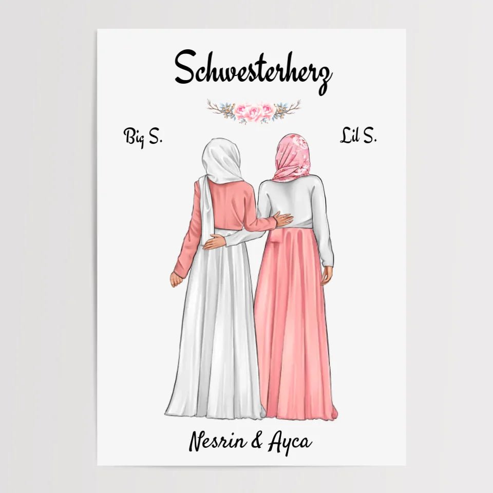Schwester Bild Geschenk muslimische Kleidung Kopftuch Burqa Hidschäb - Cantty