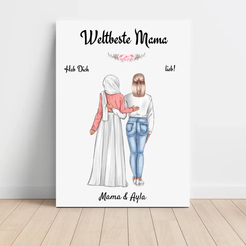 Mutter Tochter Poster Geschenk mit Kopftuch Burqa Hidschäb - Cantty