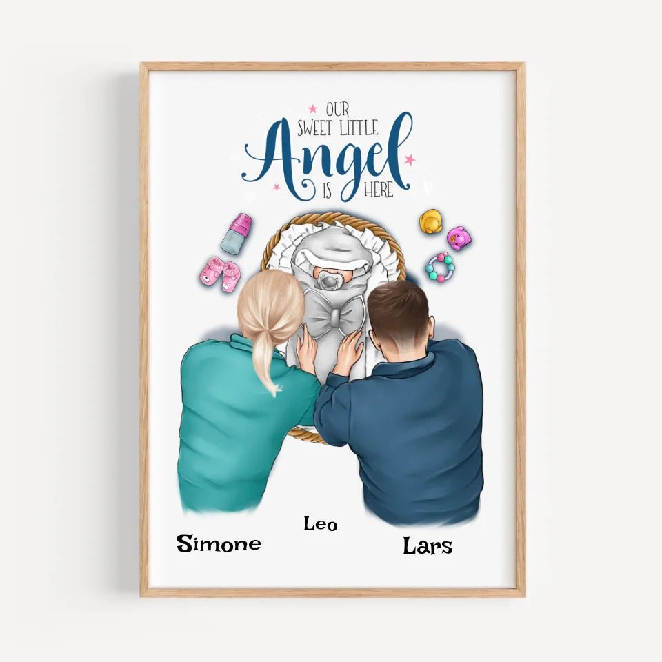 Baby Geburt Junge & Mädchen Bild Geschenk personalisiert - Cantty