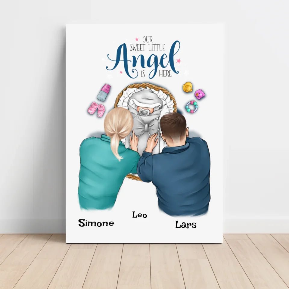 Baby Geburt Junge & Mädchen Bild Geschenk personalisiert - Cantty